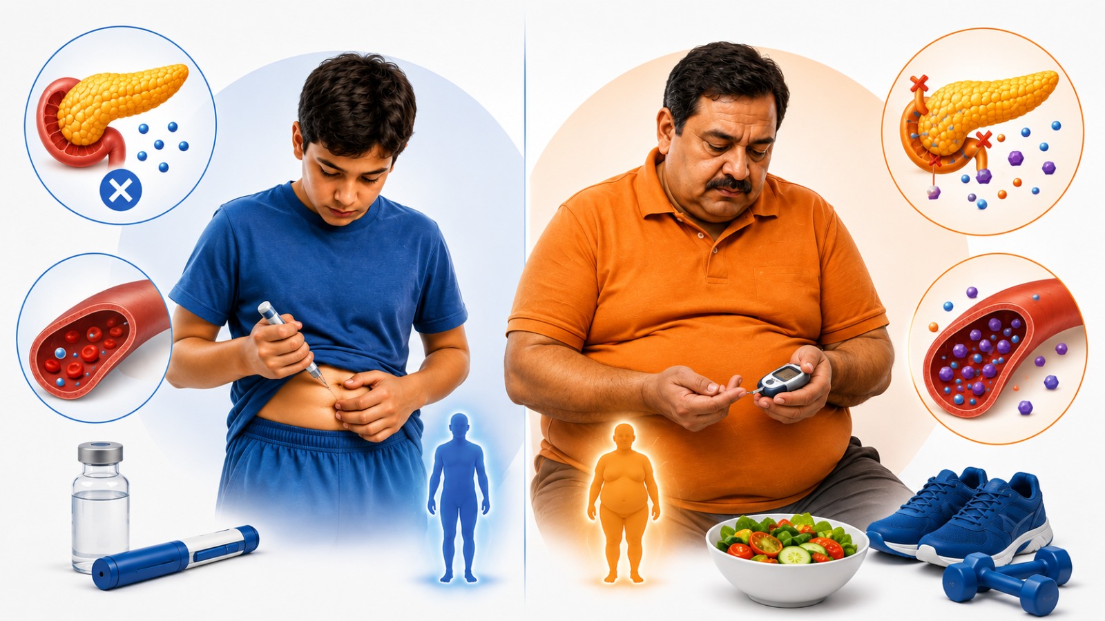 Type 1 and Type 2 Diabetes